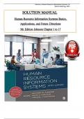 Solution Manual For Human Resource Information Systems, 5th Edition by Johnson, Carlson and Kavanagh, ISBN: 9781544396743, All 17 Chapters Covered, Verified Latest Edition