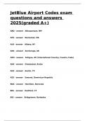 JetBlue Airport Codes exam questions and answers 2025(graded A+).