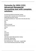 Formulas for WGU C253 Advanced Managerial Accounting test with complete solutions.