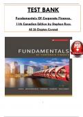 Test Bank for Fundamentals of Corporate Finance, 11th Edition by (Ross/ Westerfield/ Jordan/ Pandes/ Holloway), ISBN: 9781260881387, All 26 Chapters Covered, Verified Latest Edition