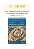 Research Methods in Applied Settings An Integrated Approach to Design and Analysis 3rd Edition Gliner Solutions Manual