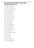 Nomenclature Practice Exam With Complete Solutions.