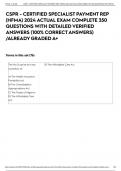 CSPR - CERTIFIED SPECIALIST PAYMENT REP (HFMA) 2024 ACTUAL EXAM COMPLETE 350 QUESTIONS WITH DETAILED VERIFIED ANSWERS (100% CORRECT ANSWERS) /ALREADY GRADED A+