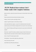 PLTW Medical Interventions Unit 1 Study Guide with Complete Solutions