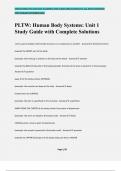 PLTW: Human Body Systems: Unit 1 Study Guide with Complete Solutions