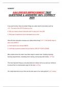 AAA DRIVER IMPROVEMENT TEST  QUESTIONS & ANSWERS 100% CORRECT  2024