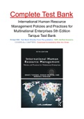 International Human Resource Management Policies and Practices for Multinational Enterprises 5th Edition Tarique Test Bank