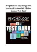 Wrightsmans Psychology and the Legal System 9th Edition Greene Test Bank