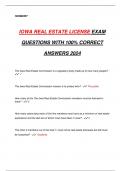 IOWA REAL ESTATE LICENSE EXAM  QUESTIONS WITH 100% CORRECT  ANSWERS 2024