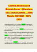 CSOWM Metabolic and Bariatric Surgery | Questions and Correct Answers | Latest Update 2024/2025 | 100% PASS