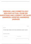 OREGON LAW COSMETOLOGY 2024-2025 ACTUAL EXAM 200 QUESTIONS AND CORRECT DETAILED ANSWERS (VERIFIED ANSWERS) |AGRADE