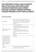 CPH CERTIFIED IN PUBLIC HEALTH NEWEST 2024 ACTUAL EXAM AND STUDY GUIDE COMPLETE 400 QUESTIONS AND CORRECT DETAILED ANSWERS (VERIFIED ANSWERS) |ALREADY GRADED A+