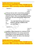 NURS-6521N-55, Advanced Pharmacology.2022/2023 FINAL EXAM Q & As  all answer 100% correctly verified GRADED A+