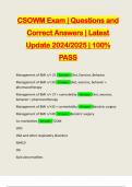 CSOWM Exam | Questions and Correct Answers | Latest Update 2024/2025 | 100% PASS