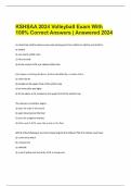 KSHSAA 2024 Volleyball Exam With 100% Correct Answers | Answered 2024