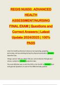 REGIS NU650: ADVANCED HEALTH ASSESSMENT/NURSING FINAL EXAM | Questions and Correct Answers | Latest Update 2024/2025 | 100% PASS