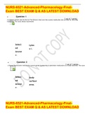 NURS-6521N-55, Advanced Pharmacology.2022/2023 FINAL EXAM Q & As  all answer 100% correctly verified GRADED A+