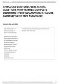 AHIMA CCS EXAM 2024/2025 ACTUAL QUESTIONS WITH VERIFIED COMPLETE SOLUTIONS ( VERIFIED ANSWERS) A+ SCORE ASSURED/ GET IT 100% ACCURATE!!