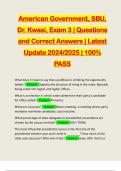 American Government, SBU, Dr. Kwasi, Exam 3 | Questions and Correct Answers | Latest Update 2024/2025 | 100% PASS