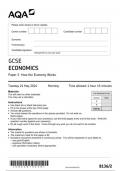 AQA GCSE ECONOMICS 8136/2 Paper 2 How the Economy Works question paper june 2024