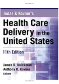 Jonas and Kovner's Health Care Delivery in the United States 11th Edition Knickman Test Bank