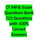 CT MPJE Exam Questions Bank; 722 Questions with 100% Correct Answers 2022-2023.