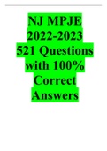 NJ MPJE 2022-2023; 521 Questions with 100% Correct Answers