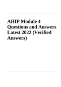 Exam (elaborations) AHIP STUDY GUIDE 2022/ 2023 MODULE 1 TO 5 Questions and Answers (Verified Answers)  2 Exam (elaborations) AHIP Questions And Answers (Actual test 100% verified) LATEST 2022.  3 Exam (elaborations) AHIP Module 4 Questions and Answers La