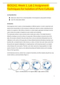 BIOS242, Week 1, Lab 2 Assignment- Techniques for Isolation of Pure Cultures