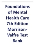 Foundations of Mental Health Care 7th Edition Morrison-Valfre Test Bank.