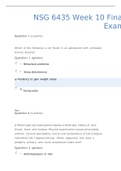 NSG6435 Week 10 Final Exam (Version 1) / NSG 6435 Week 10 Final Exam -Family Health - Pediatrics- (New, 2022): South University (100% Correct Q & A)