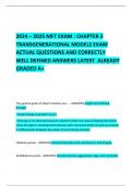 2024 – 2025 MFT EXAM : CHAPTER 3 TRANSGENERATIONAL MODELS EXAM  ACTUAL QUESTIONS AND CORRECTLY  WELL DEFINED ANSWERS LATEST  ALREADY GRADED A+ 