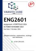 ENG2601 PORTFOLIO OCTOBER NOVEMBER (DETAILED ANSWERS) 2024 - DISTINCTION GUARANTEED