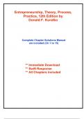 Solutions for Entrepreneurship, Theory, Process, Practice, 12th Edition by Kuratko (All Chapters included)