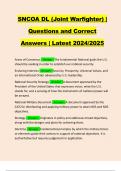 SNCOA DL (Joint Warfighter) | Questions and Correct Answers | Latest 2024/2025