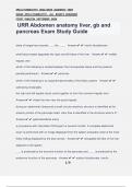 URR Abdomen anatomy liver, gb and pancreas Exam Study Guide