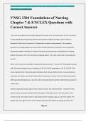 VNSG 1304 Foundations of Nursing Chapter 7 & 8 NCLEX Questions with Correct Answers