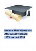 NCCAOM Herb Questions AND Already passed 100% correct 2024