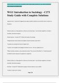 WGU Introduction to Sociology - C273 Study Guide with Complete Solutions