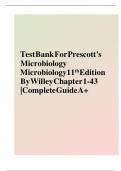 Test Bank For Prescotts Microbiology 11th Edition By Willey Chapter 1-43 |Complete Solution  Guide | Grade  A+.