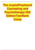 Test BankFor Theory and Practice of Counseling and Psychotherapy 10th Edition by Gerald Corey | Complete Solution | Guide A+.