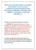 HEALTH AND WELLNESS COACHING  EXAM 2024 ACTUAL EXAM  COMPLETE 350 QUESTIONS WITH  DETAILED VERIFIED ANSWERS (100%  CORRECT ANSWERS) /ALREADY  GRADED A+