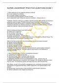 NURSE LEADERSHIP PRACTICE QUESTIONS EXAM 1