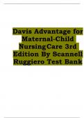 Test Bank for Davis Advantage for Maternal-Child Nursing Care 3rd Edition by Scannell Ruggiero Rated A+