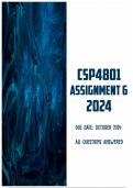 CSP4801 Assignment 6 2024 | Due October 2024