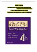 Test Bank for Nursing Research Generating and Assessing Evidence for Nursing Practice 11th Edition By Denise Polit; Cheryl Beck 9781975110642 Chapter 1-33 Questions and Answers A+