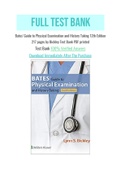 Bates' Guide to Physical Examination and History Taking 12th Edition 217 pages by Bickley Test Bank PDF printed