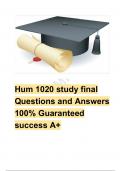 Hum 1020 study final Questions and Answers 100% Guaranteed success A+