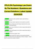 PPLE (PA Psychology Law Exam) By The Numbers | Questions and Correct Solutions | Latest Update 2024/2025