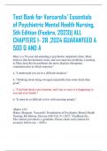 Test Bank for Varcarolis’ Essentials  of Psychiatric Mental Health Nursing,  5th Edition (Fosbre, 2023)| ALL  CHAPTERS 1- 28 ,2024 GUARANTEED A  500 Q AND A